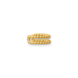 14k Yellow Gold Beaded Ear Cuff Dual Row Ball Detail