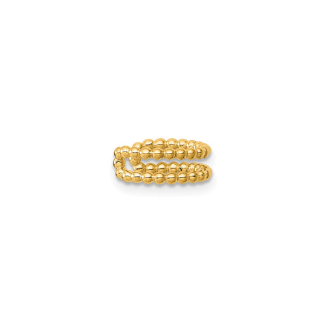 14k Yellow Gold Beaded Ear Cuff Dual Row Ball Detail