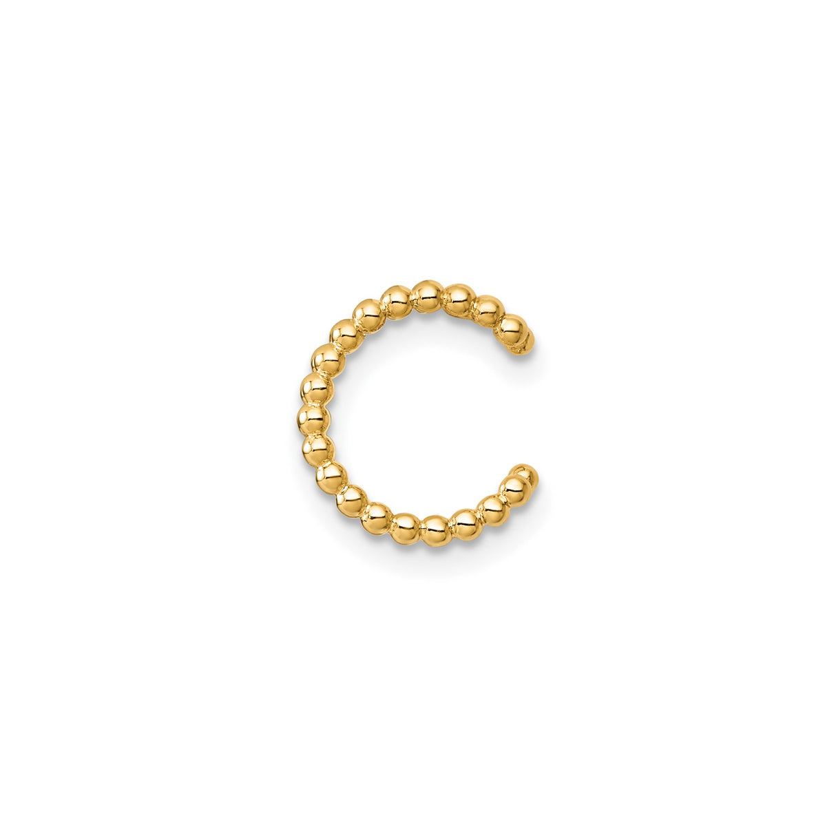 14k Yellow Gold Beaded Ear Cuff Dual Row Ball Detail