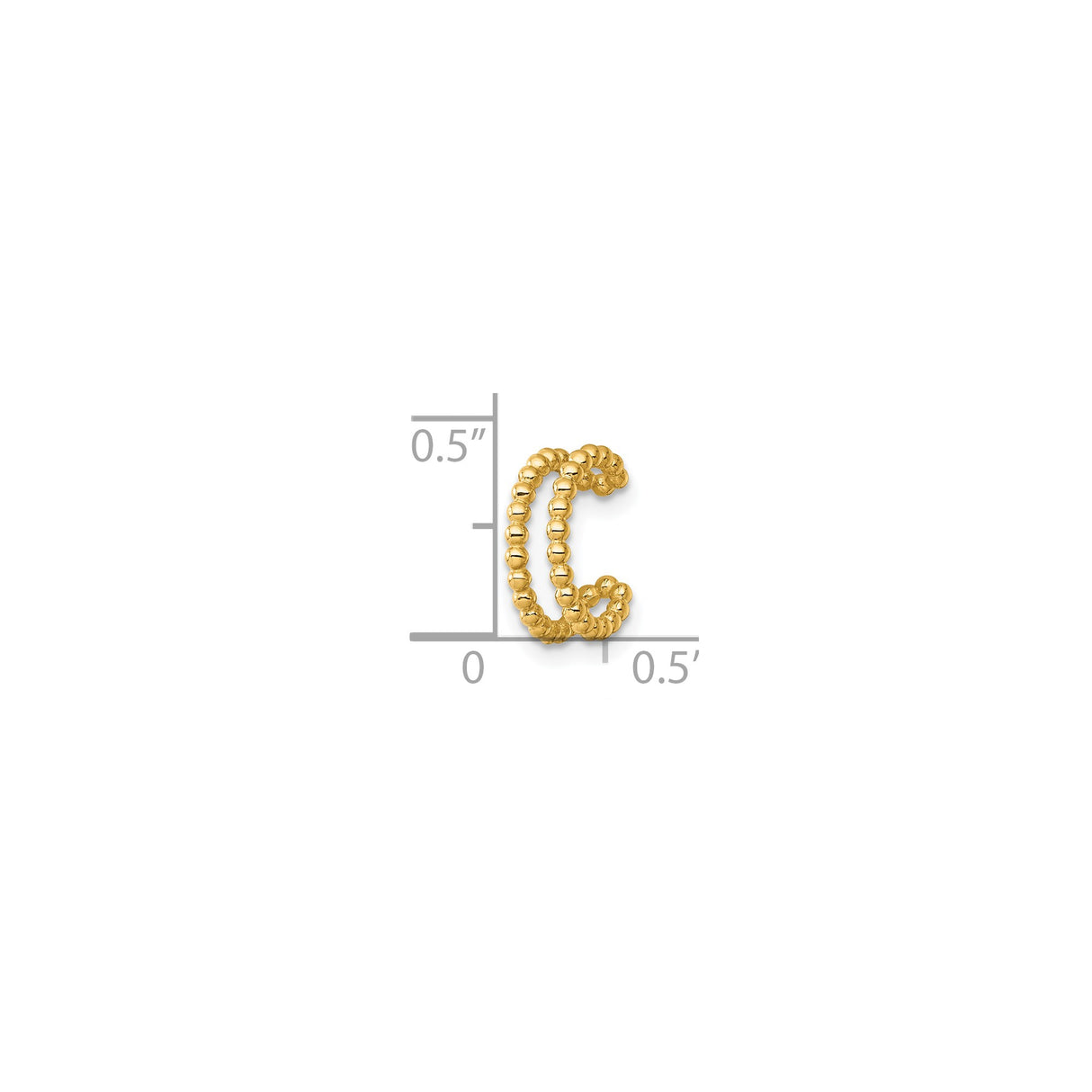 14k Yellow Gold Beaded Ear Cuff Dual Row Ball Detail