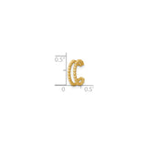 14k Yellow Gold Beaded Ear Cuff Dual Row Ball Detail