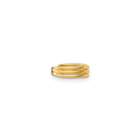14K Yellow Gold Triple Band Ear Cuff For Unpierced Ears