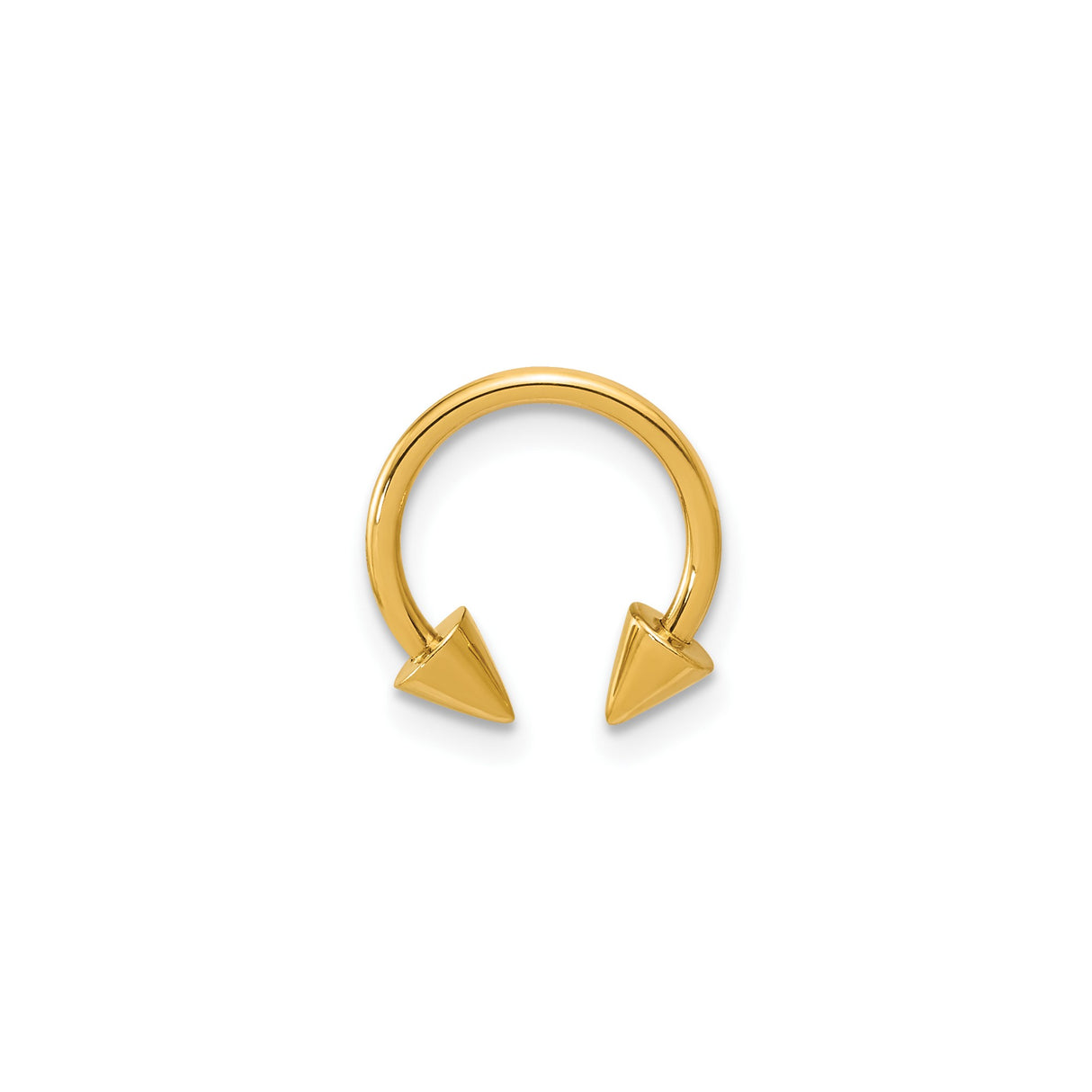 14k Yellow Gold Circular Barbell with Cone Ends for Septum, Lip, or Ear Piercing - Unisex Facial Jewelry with Edgy Design for Modern Punk Gothic or Minimal Style Expression - 16 Gauge Jewelry