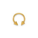 14k Yellow Gold Circular Barbell with Cone Ends for Septum, Lip, or Ear Piercing - Unisex Facial Jewelry with Edgy Design for Modern Punk Gothic or Minimal Style Expression - 16 Gauge Jewelry