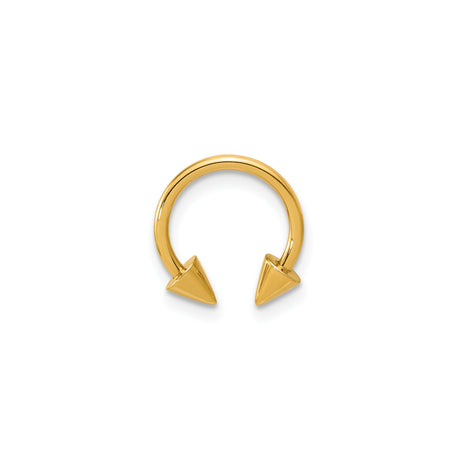 14k Yellow Gold Circular Barbell with Cone Ends for Septum, Lip, or Ear Piercing - Unisex Facial Jewelry with Edgy Design for Modern Punk Gothic or Minimal Style Expression - 16 Gauge Jewelry