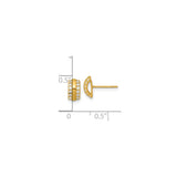 14k Yellow Gold Huggie Stud Earrings with Cubic Zirconia, Double Row Channel-Set, Modern Minimal Design