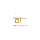 14k Yellow Gold Rectangle Stud Earrings with Cubic Zirconia, Geometric Open Design