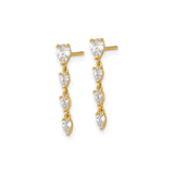 14k Yellow Gold Drop Earrings with Pear Shaped Cubic Zirconia, Linear Dangle Design for Women