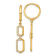 14k Yellow Gold Dangle Earrings with Cubic Zirconia, Hexagon Link Geometric Hoop Design
