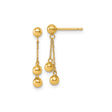 14k Yellow Gold Dangle Earrings with Polished Ball Drops on Delicate Chain Design