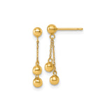 14k Yellow Gold Dangle Earrings with Polished Ball Drops on Delicate Chain Design