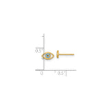 14K Yellow Gold Evil Eye Stud Earrings With Blue Enamel