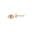 14k Yellow Gold Evil Eye Stud Earrings for Women with Blue Enamel Eye Design, Spiritual Jewelry for Negative Energy Protection, Symbolic Mediterranean Charm, Middle Eastern Inspired Daily Wear