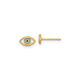 14k Yellow Gold Evil Eye Stud Earrings for Women with Blue Enamel Eye Design, Spiritual Jewelry for Negative Energy Protection, Symbolic Mediterranean Charm, Middle Eastern Inspired Daily Wear