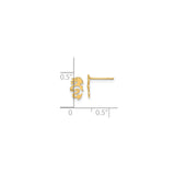 14k Yellow Gold Dragon Stud Earrings, Asian Motif Mythical Design for Men and Women