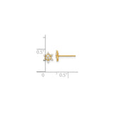 14k Yellow Gold Snowflake Stud Earrings with Cubic Zirconia, Winter Holiday Jewelry for Women