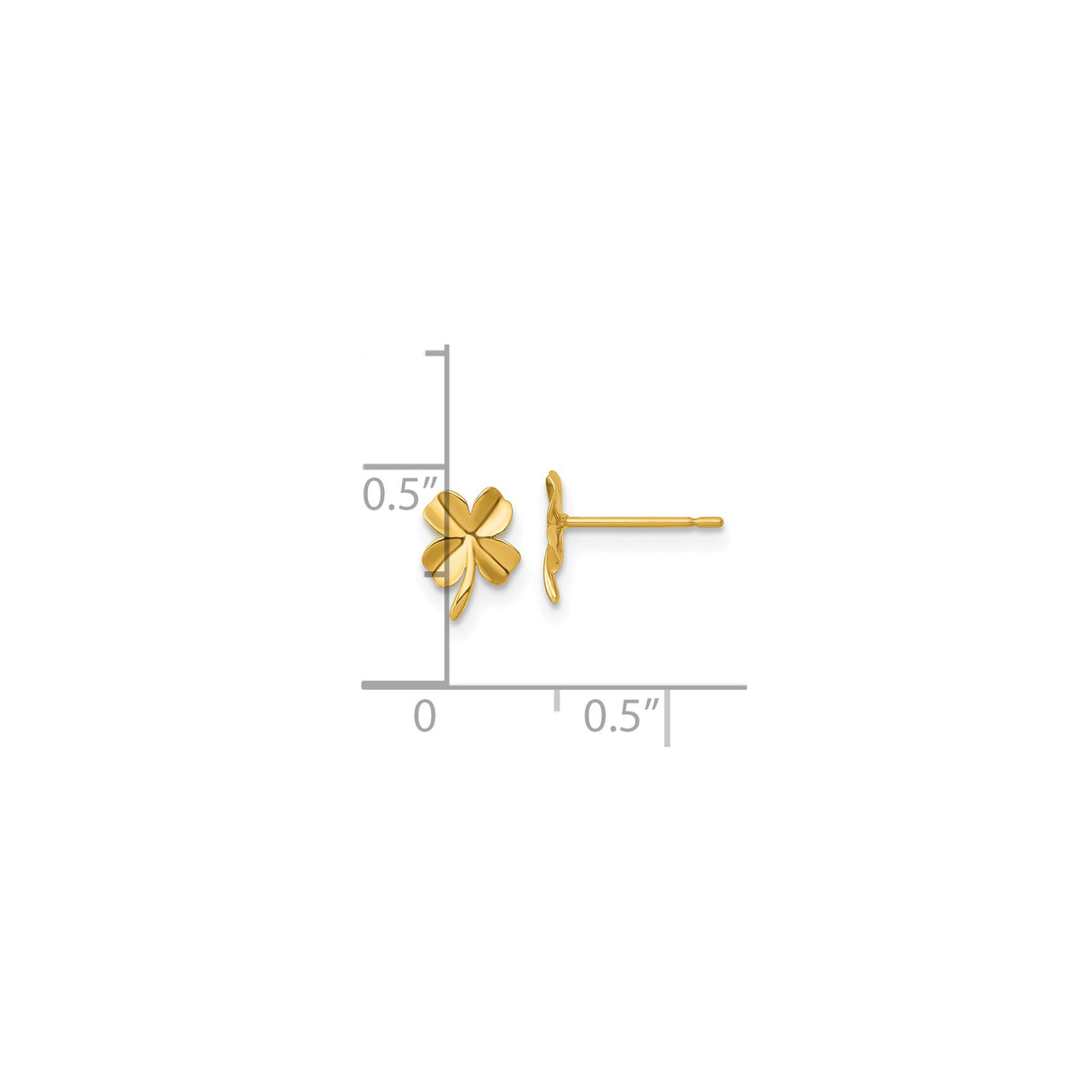 14k Yellow Gold Four Leaf Clover Stud Earrings, Nature-Inspired Lucky Jewelry for Women