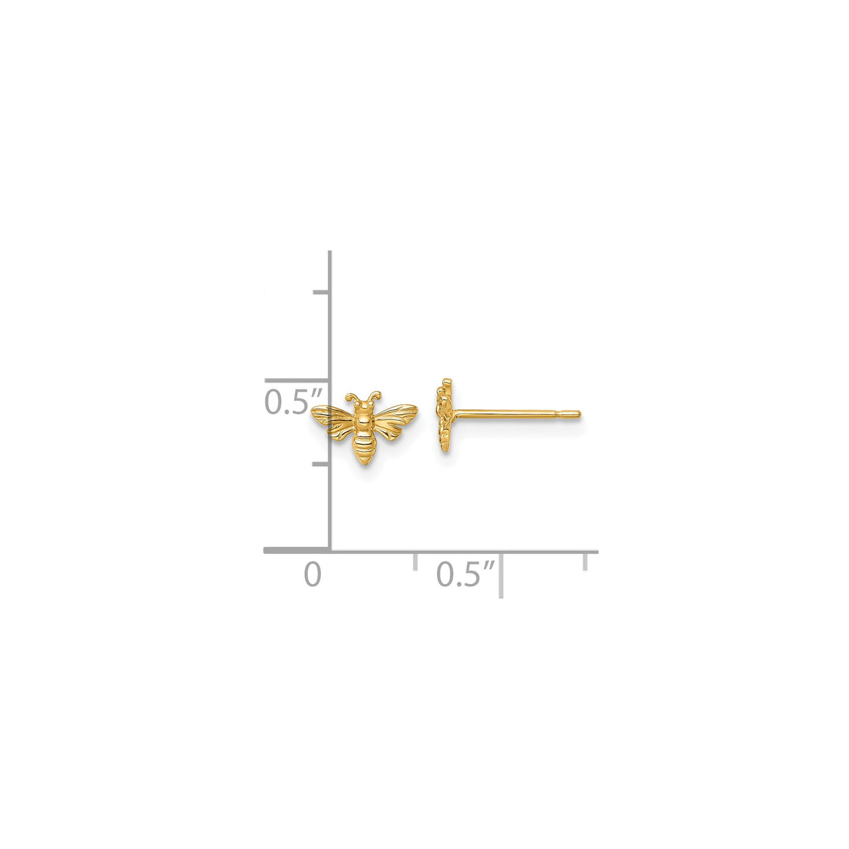 14k Yellow Gold Bee Stud Earrings, Honeybee Design, Nature Inspired Minimalist Style