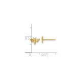 14k Yellow Gold Bee Stud Earrings, Honeybee Design, Nature Inspired Minimalist Style