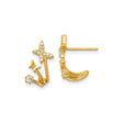 14k Yellow Gold Butterfly Ear Jackets with Cubic Zirconia, Floral Motif, Nature-Inspired Design