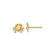 14k Yellow Gold Crab Stud Earrings with Heart-Shaped Body, Zodiac Cancer Design