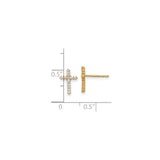 14k Yellow Gold Cross Stud Earrings with Cubic Zirconia, Christian Religious Design for Women