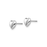 14k White Gold Heart Stud Earrings, Minimalist Polished Design for Women