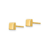 14k Yellow Gold Square Stud Earrings, Polished Geometric Minimalist Design, Unisex Jewelry
