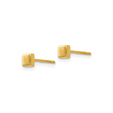 14k Yellow Gold Square Stud Earrings, Polished Finish, Minimalist Geometric Design, Unisex Style