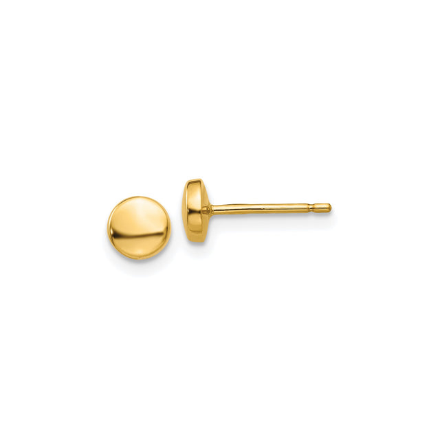 14k Yellow Gold Ball Stud Earrings, Classic Polished Round Studs, Lightweight Minimalist Design