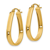 14k Yellow Gold Teardrop Hoop Earrings, Lightweight Polished Modern Oval Drop Design for Women