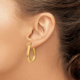 14k Yellow Gold Teardrop Hoop Earrings, Lightweight Polished Modern Oval Drop Design for Women