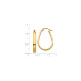 14k Yellow Gold Teardrop Hoop Earrings, Lightweight Polished Modern Oval Drop Design for Women