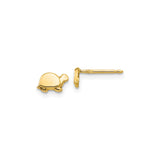 14k Yellow Gold Turtle Stud Earrings, Minimalist Animal Design, Symbol of Wisdom and Protection