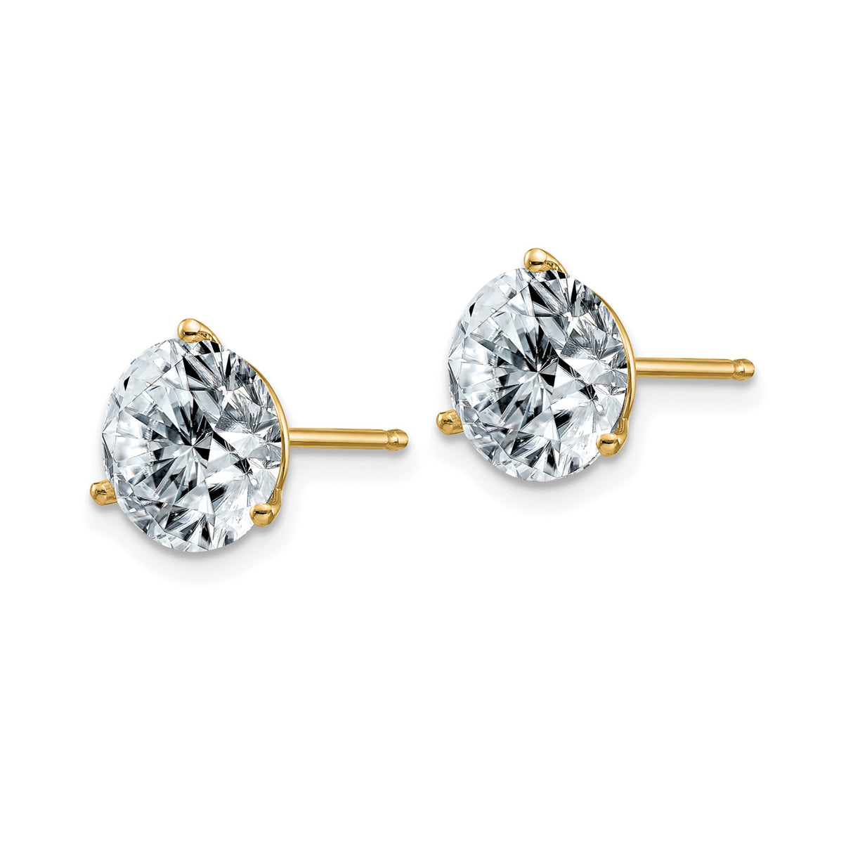 14k Yellow Gold Solitaire Stud Earrings with Moissanite, Prong Set, Classic Minimalist Style