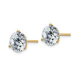 14k Yellow Gold Solitaire Stud Earrings with Round Moissanite in 4-Prong Setting