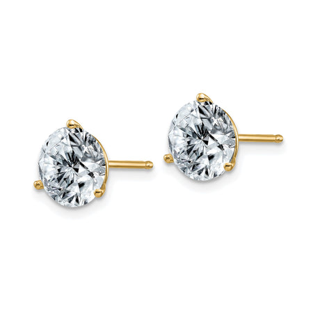 14k Yellow Gold Solitaire Stud Earrings with Round Moissanite in 4-Prong Setting