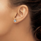 14k Yellow Gold Solitaire Stud Earrings with Round Moissanite in 4-Prong Setting