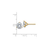 14k Yellow Gold Solitaire Stud Earrings with Round Moissanite in 4-Prong Setting