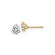 14k Yellow Gold Stud Earrings with Round Moissanite in Classic Three Prong Setting