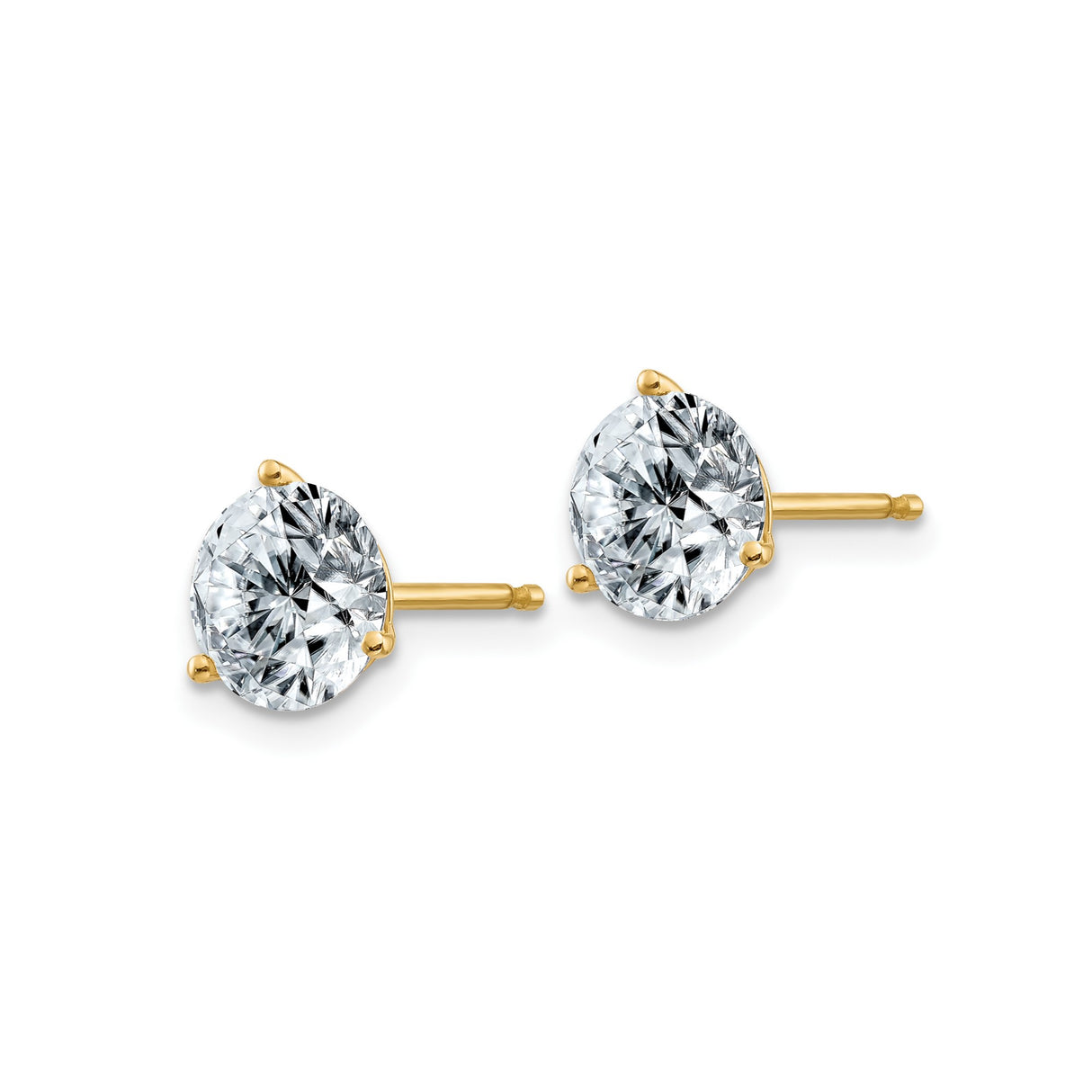 14k Yellow Gold Stud Earrings with Moissanite, Prong Set Solitaire Design for Women