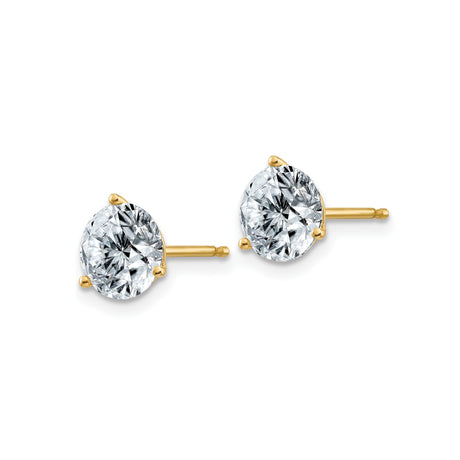 14k Yellow Gold Stud Earrings with Moissanite, Prong Set Solitaire Design for Women