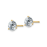 14k Yellow Gold Solitaire Stud Earrings with Round Moissanite in Three Prong Setting
