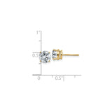 14k Yellow Gold Stud Earrings with Moissanite, Round Solitaire Four-Prong Setting