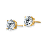 14k Yellow Gold Stud Earrings with Round Moissanite in Four Prong Setting