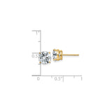 14k Yellow Gold Stud Earrings with Round Moissanite in Four Prong Setting