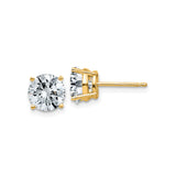 14k Yellow Gold Stud Earrings with Round Moissanite in Four Prong Setting, Classic Minimalist Style