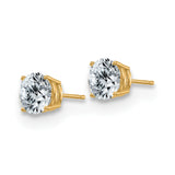 14k Yellow Gold Moissanite Stud Earrings, Round Brilliant Solitaire, Four-Prong Setting