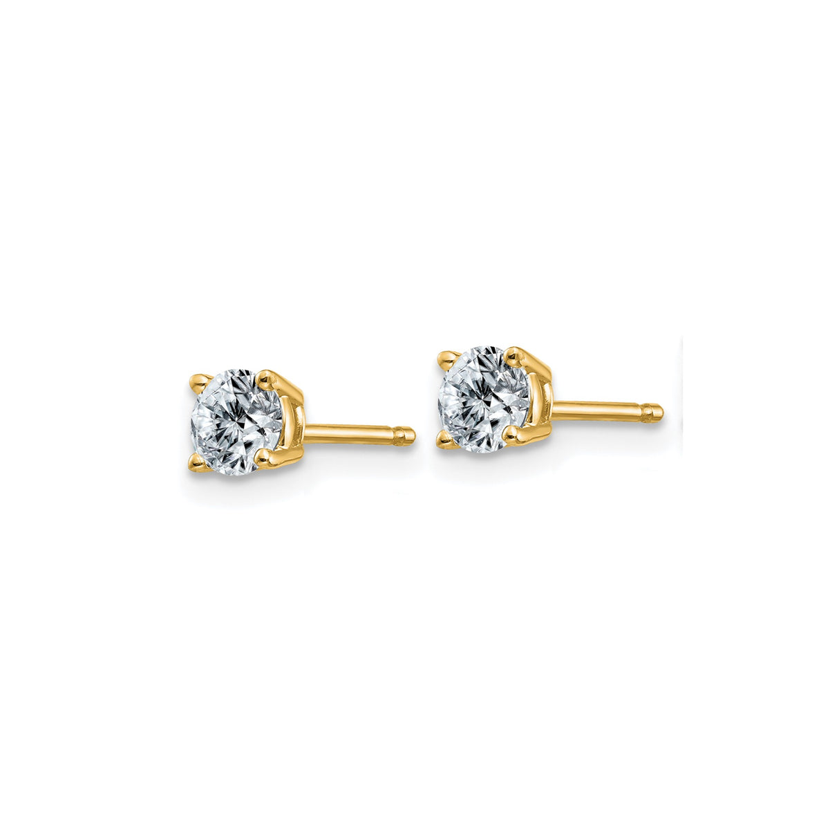 14k Yellow Gold Stud Earrings with Moissanite, Solitaire Four-Prong Setting for Women