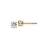 14k Yellow Gold Stud Earrings with Moissanite, Solitaire Four-Prong Setting for Women